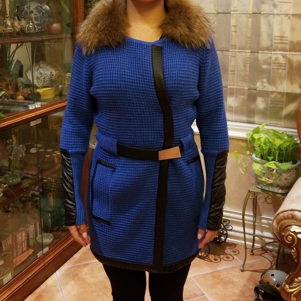 Women's cashmere wool fur coat